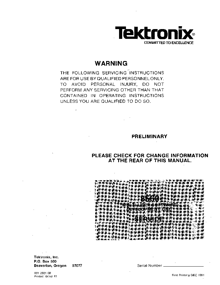 TEKTRONIX 8560 MSDU SM service manual (2nd page)