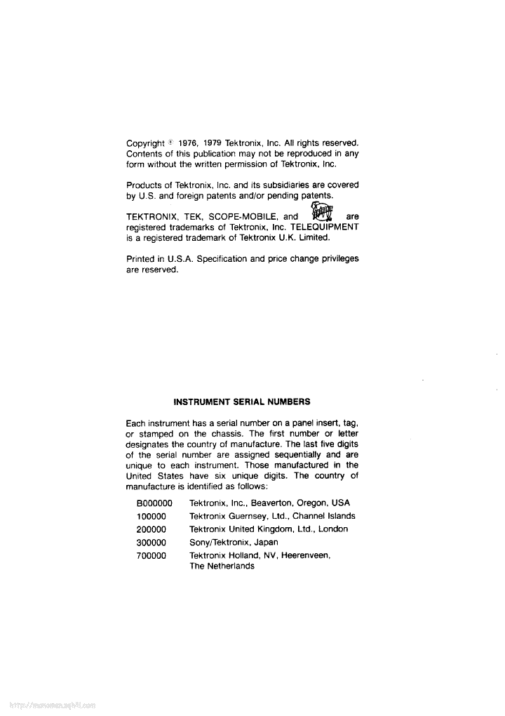TEKTRONIX AM503 service manual (2nd page)