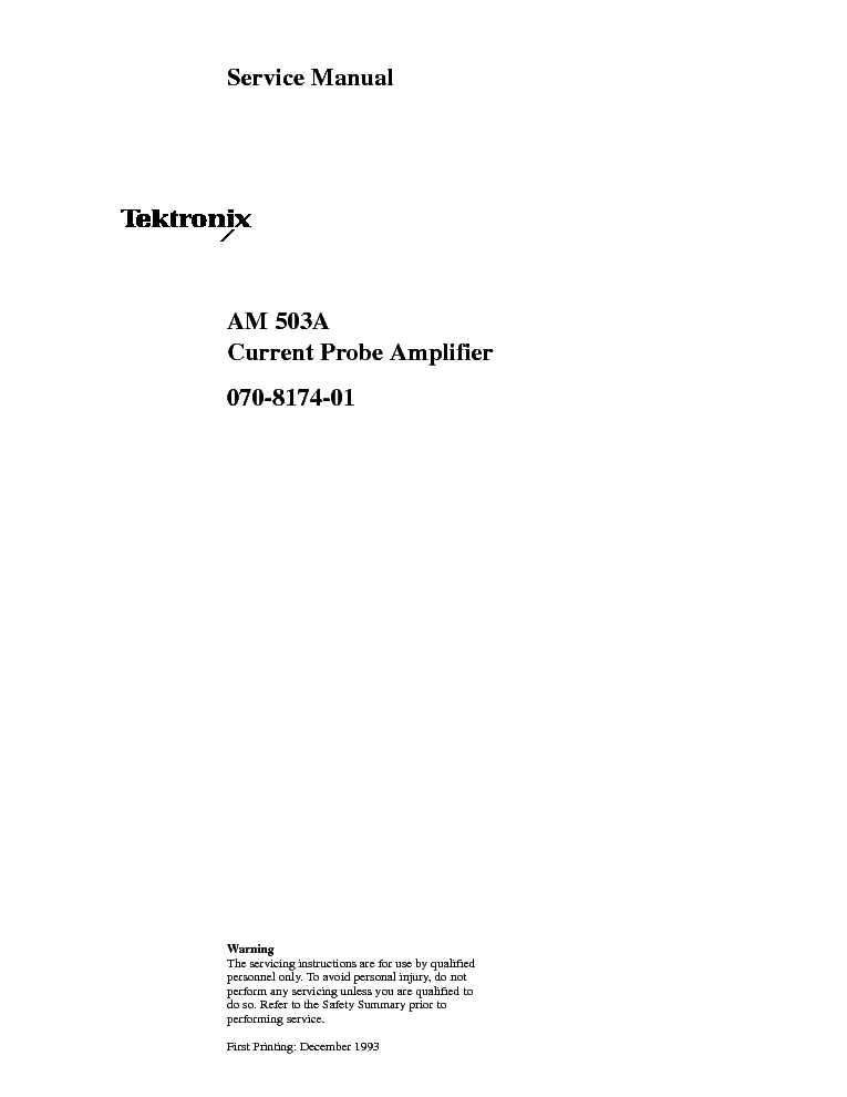 TEKTRONIX AM503A SM service manual (1st page)