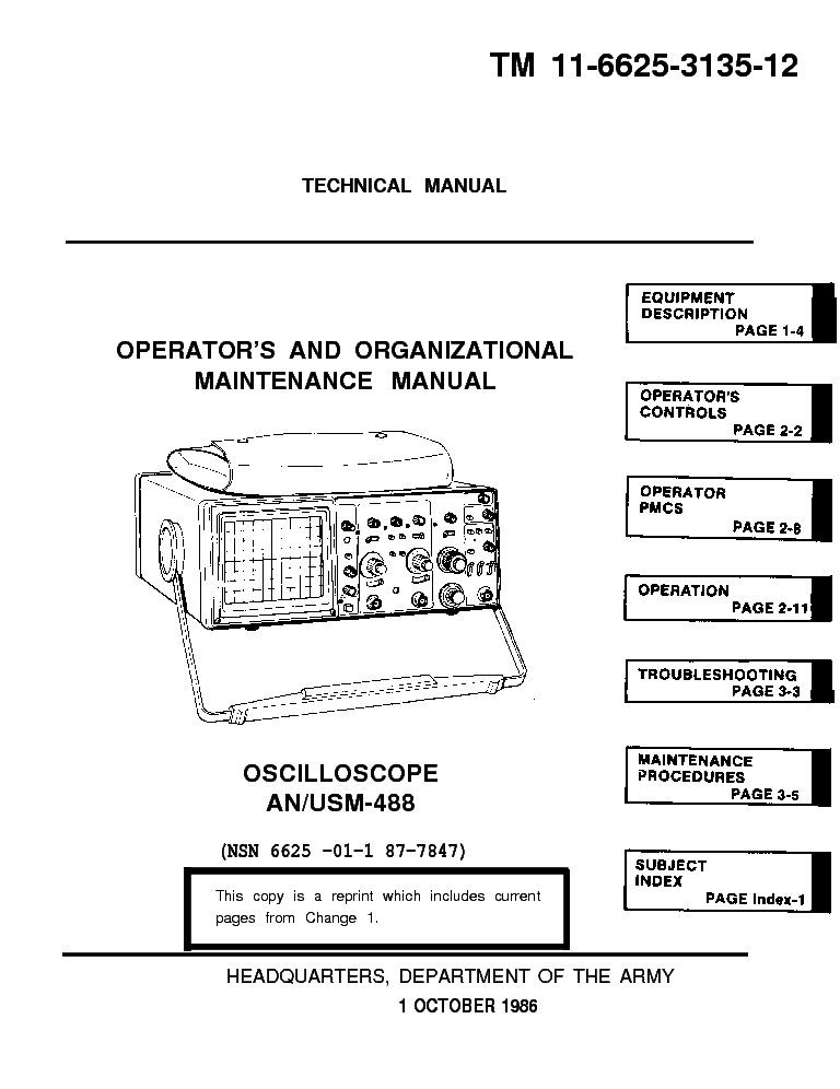 TEKTRONIX AN-USM-488 OSCILLOSCOPE SM service manual (1st page)