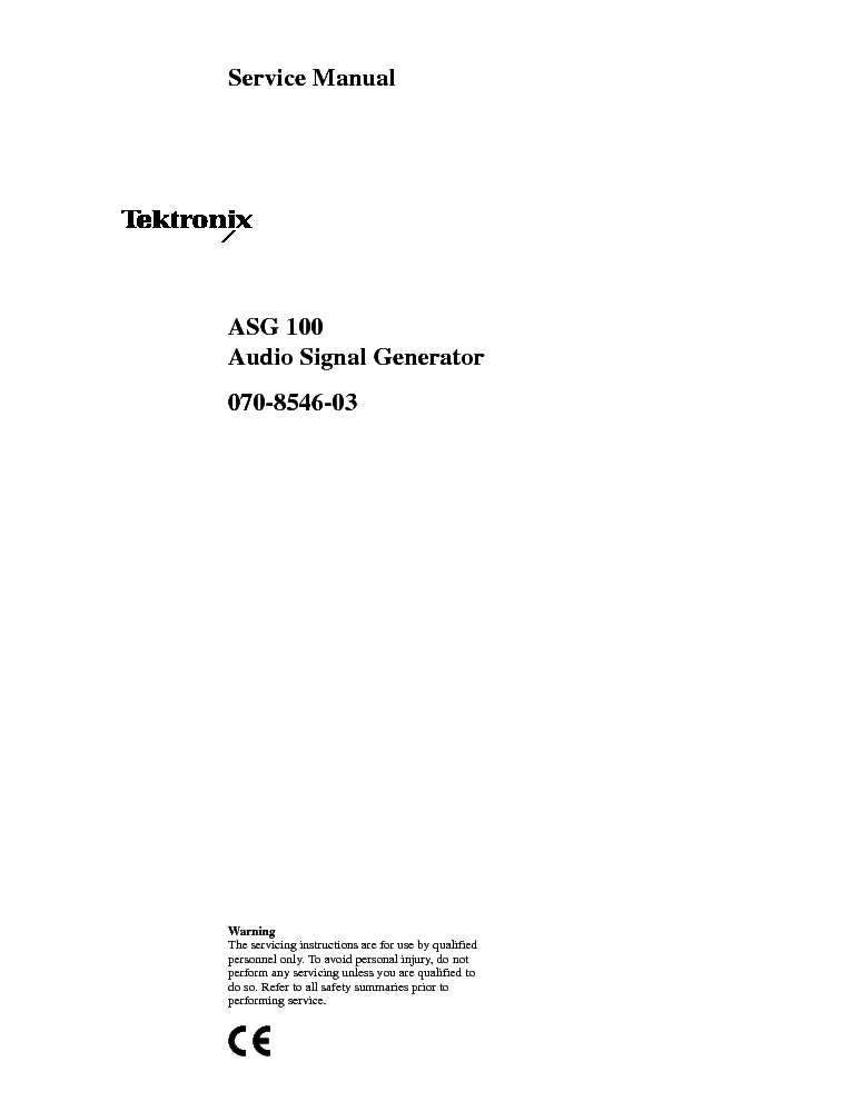 TEKTRONIX ASG100 SM service manual (1st page)