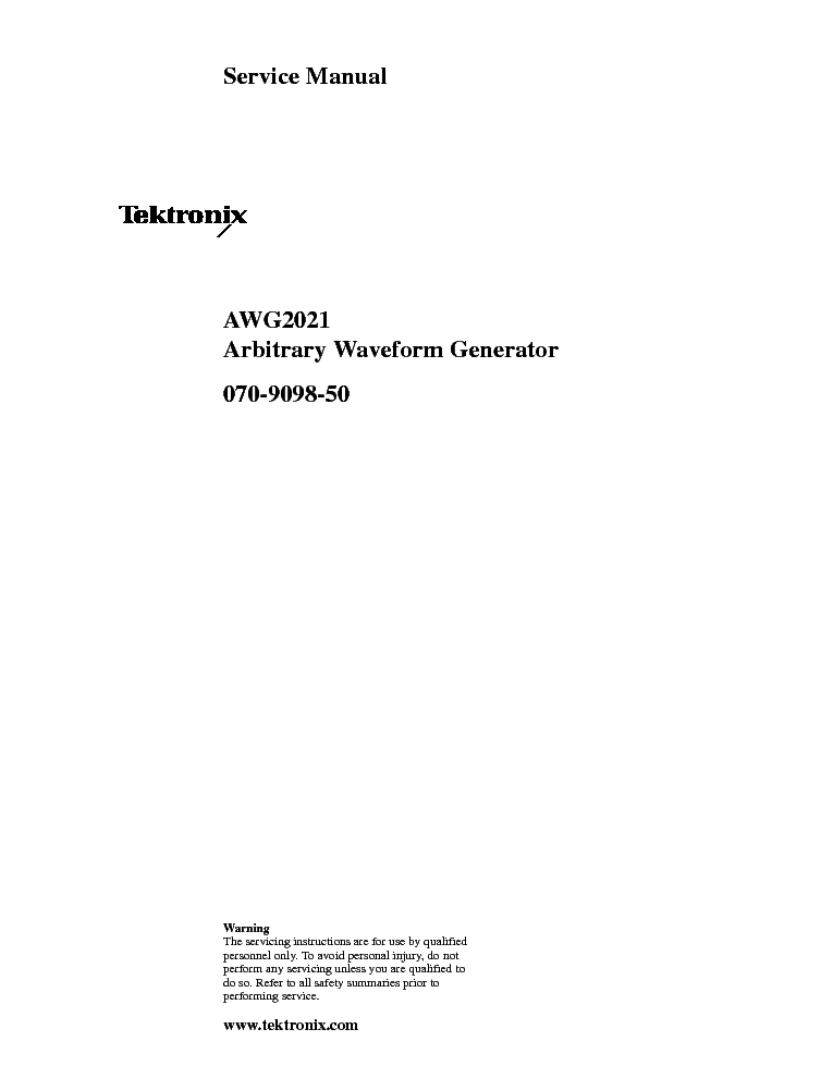 TEKTRONIX AWG2021 ARBITRARY WAVEFORM GENERATOR service manual (1st page)