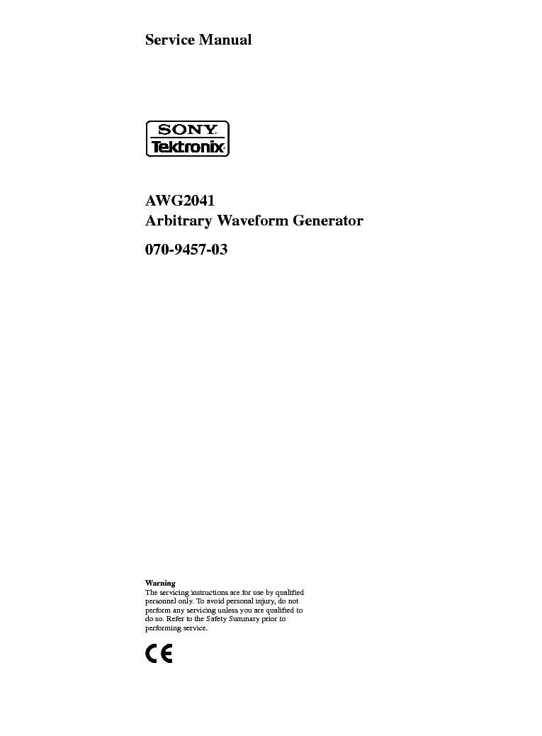 TEKTRONIX AWG2041 SONY SM service manual (1st page)