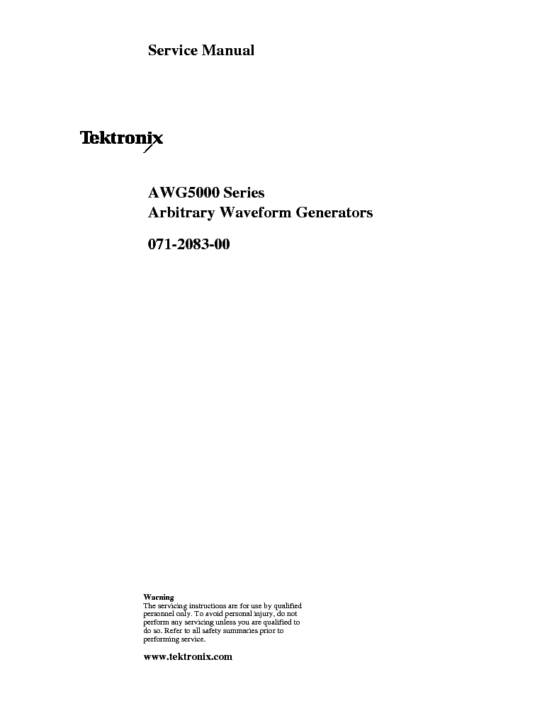 TEKTRONIX AWG5000 SERIES ARBITRARY WAVEFORM GENERATORS service manual (1st page)