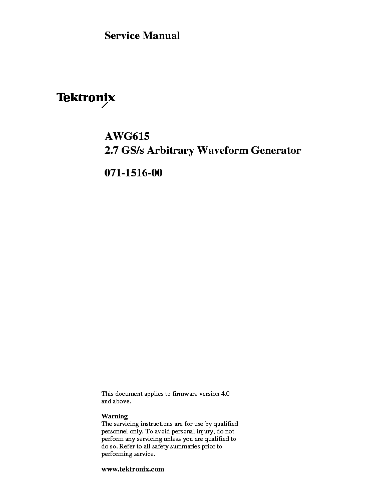 TEKTRONIX AWG615 SM service manual (1st page)