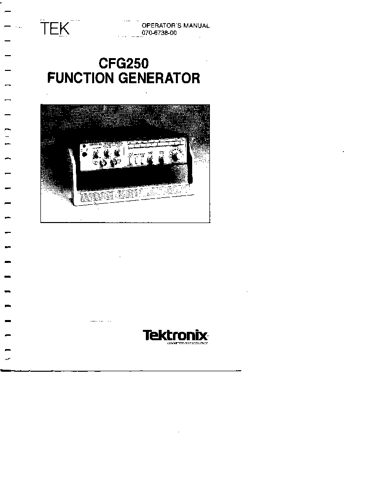 TEKTRONIX CFG250 FUNCTION GENERATOR 1987 OP SM service manual (1st page)