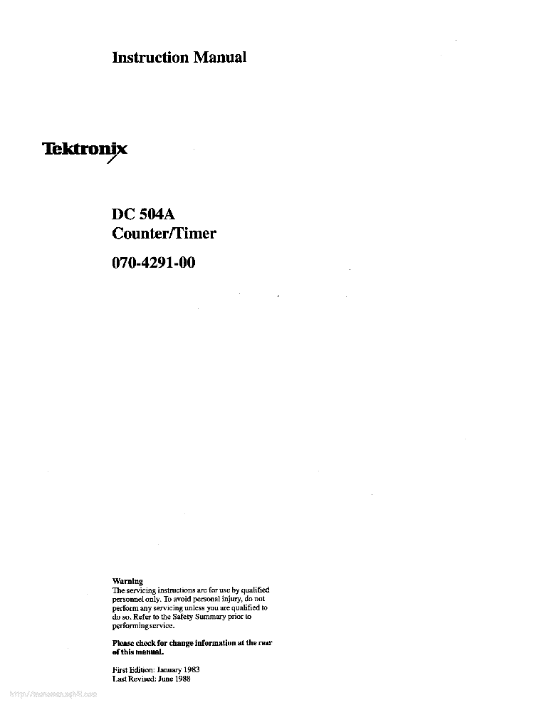 TEKTRONIX DC-504A COUNTER-TIMER INSTRUCTION SCH service manual (1st page)