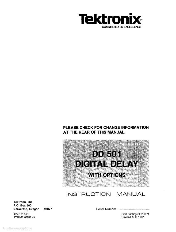 TEKTRONIX DD501 service manual (1st page)