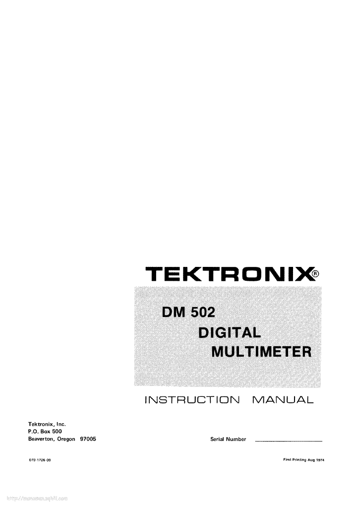 TEKTRONIX DM-502 DIGITAL-MULTIMETER INSTRUCTION SCH service manual (1st page)