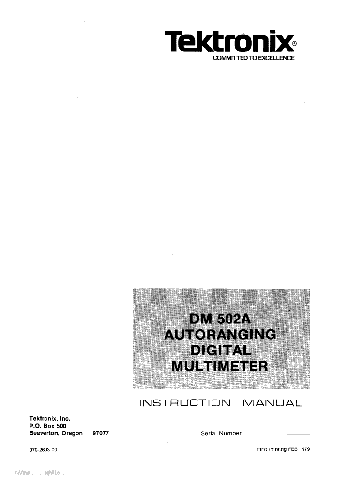 TEKTRONIX DM502A service manual (1st page)