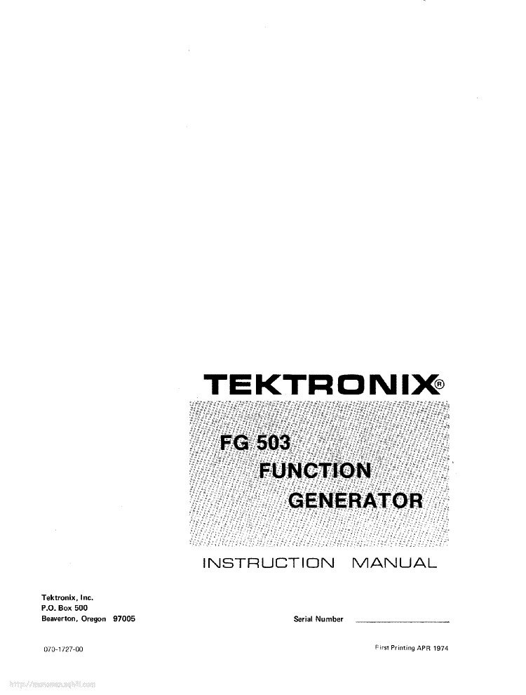TEKTRONIX FG-503 FUNCTION-GENERATOR INSTRUCTION SCH service manual (1st page)