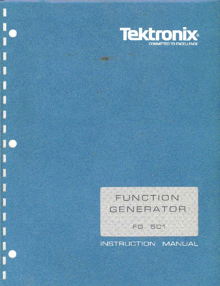 TEKTRONIX FG501 FUNCTION GENERATOR SM service manual (1st page)