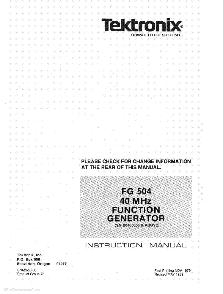TEKTRONIX FG504 service manual (1st page)