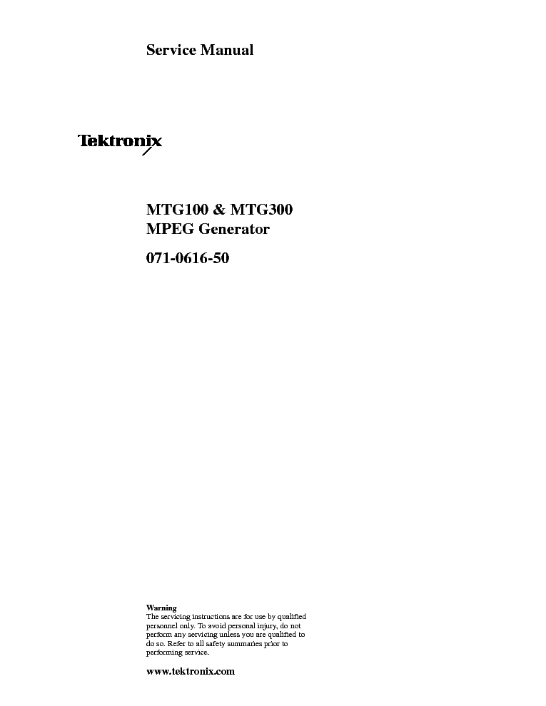 TEKTRONIX MTG100 MTG300 SM service manual (1st page)