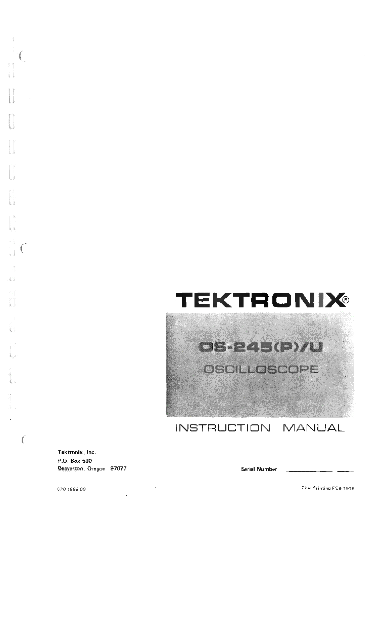 TEKTRONIX OS-245-P-U OSCILLOSCOPE 1976 SM service manual (1st page)