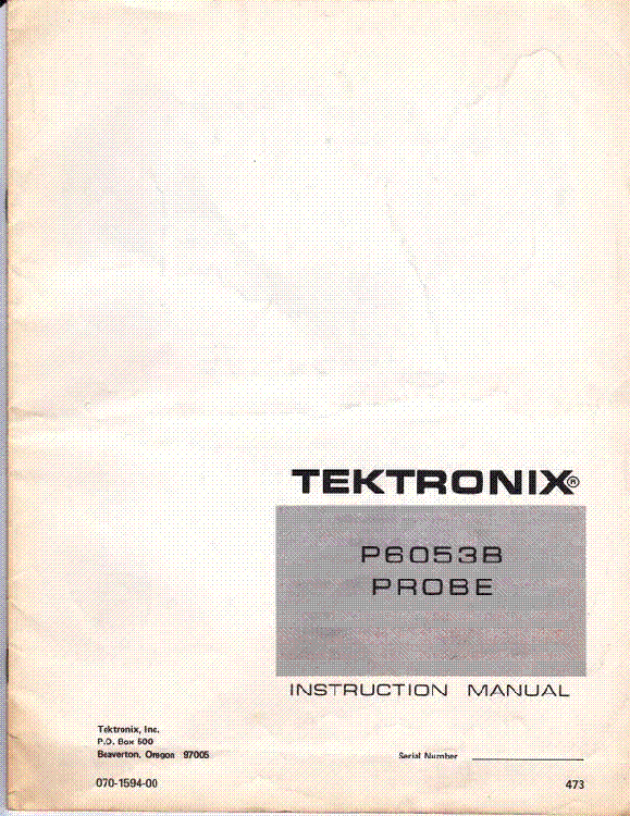 TEKTRONIX P6053B PROBE MANUAL service manual (1st page)