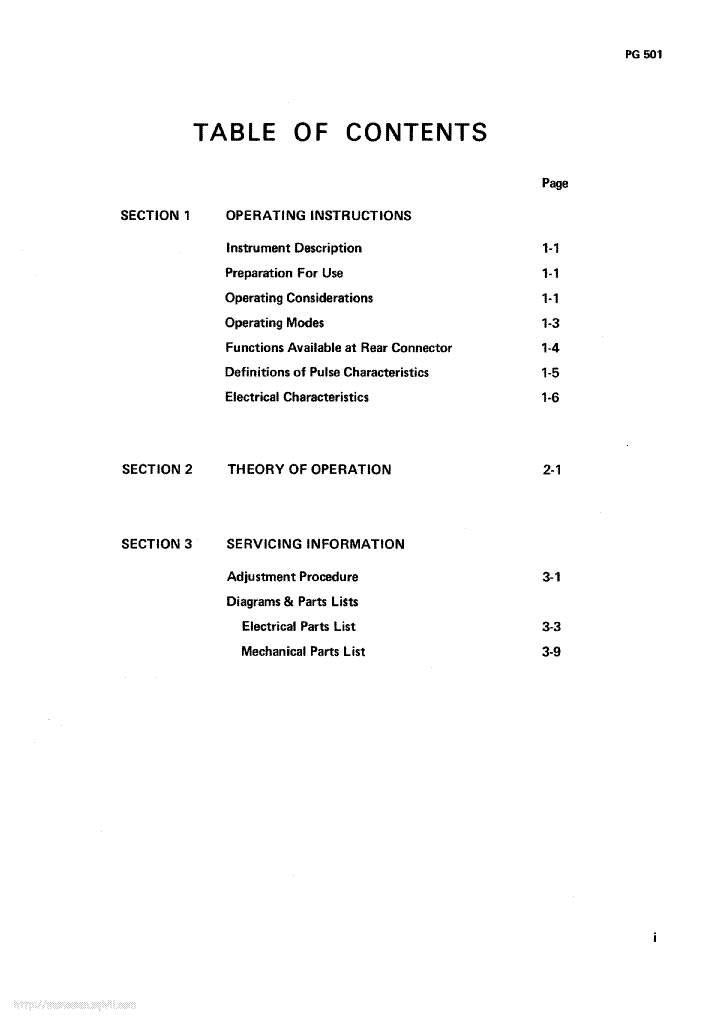TEKTRONIX PG-501 PULSE-GENERATOR INSTRUCTION SCH service manual (2nd page)