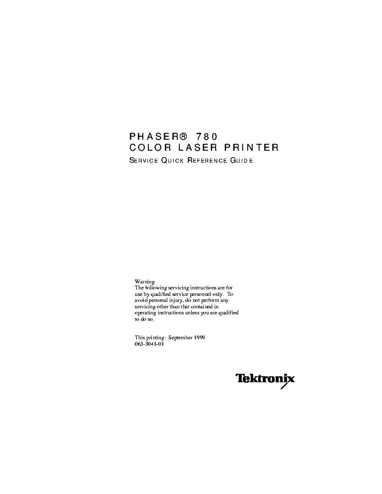 TEKTRONIX PHASER-780 COLOR LASER PRINTER 1999 SM service manual (1st page)