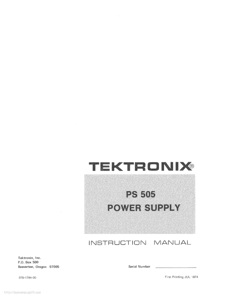 TEKTRONIX PS-505 POWER-SUPPLY INSTRUCTION SCH service manual (1st page)