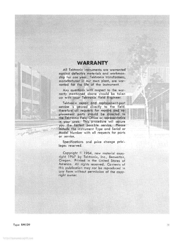 TEKTRONIX RM529 service manual (2nd page)