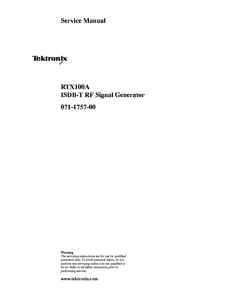 TEKTRONIX RTX100A SM service manual (1st page)