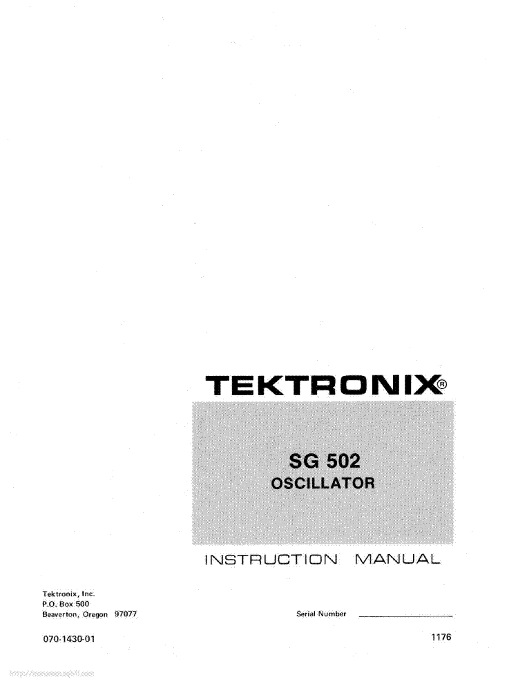 TEKTRONIX SG-502 OSCILLATOR INSTRUCTION SCH service manual (1st page)