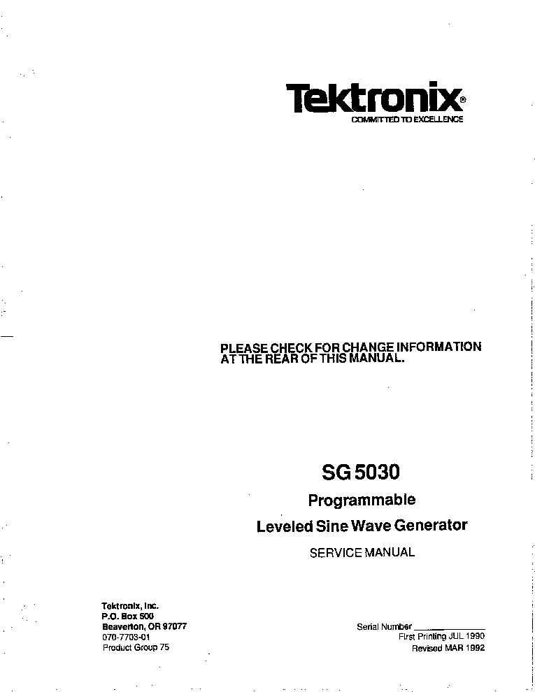 TEKTRONIX SG-5030 SINE-GENERATOR INSTRUCTION SCH service manual (2nd page)