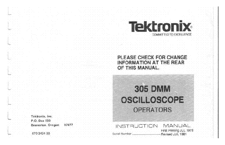 TEKTRONIX SONY 305-DMM OPERATORS INSTRUCTION service manual (2nd page)