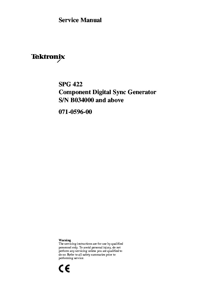 TEKTRONIX SPG422 SM service manual (1st page)