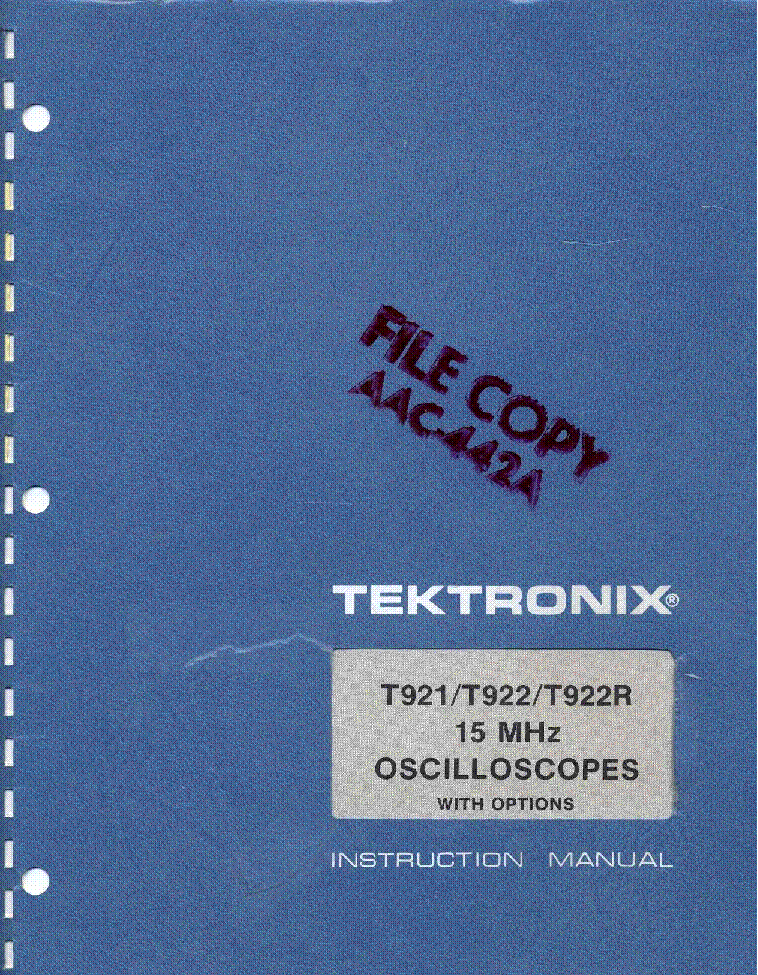 TEKTRONIX T921 T922 T922R OSCILLOSCOPE INSTRUCTION SCH service manual (1st page)