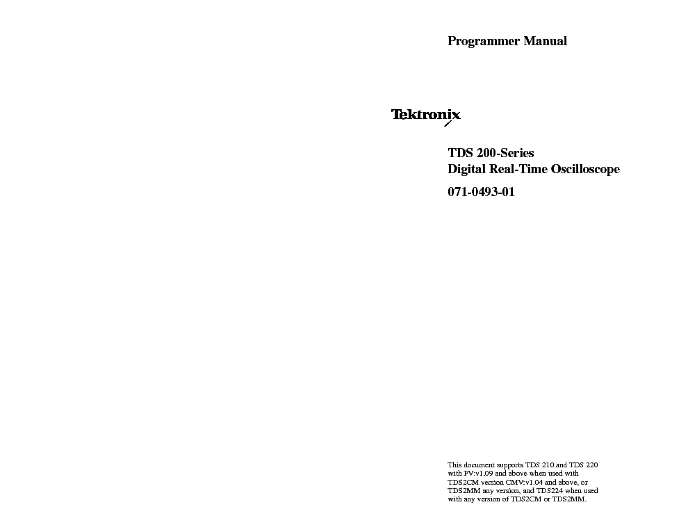 TEKTRONIX TDS200 PROGRAMMER MANUAL service manual (1st page)