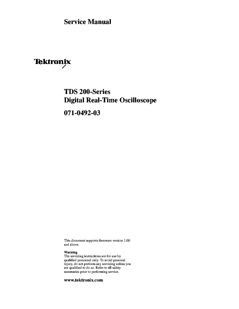 TEKTRONIX TDS200 SERIES SM 2 service manual (1st page)