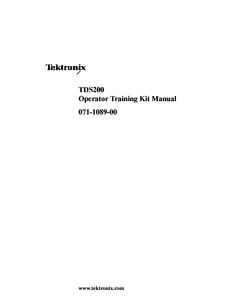 TEKTRONIX TDS200 TRAININGMANUAL service manual (1st page)