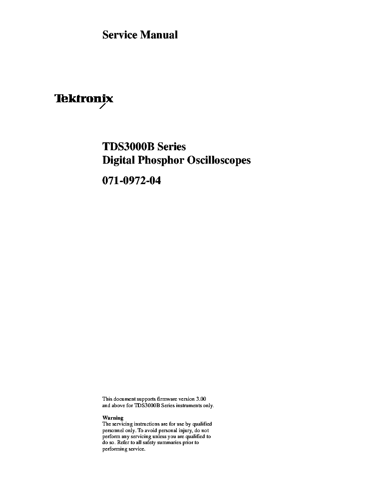 TEKTRONIX TDS3000B service manual (1st page)