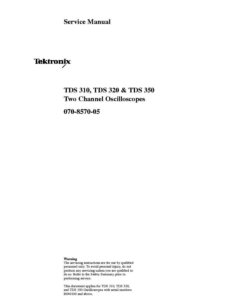 TEKTRONIX TDS310 TDS320 TDS350 service manual (1st page)