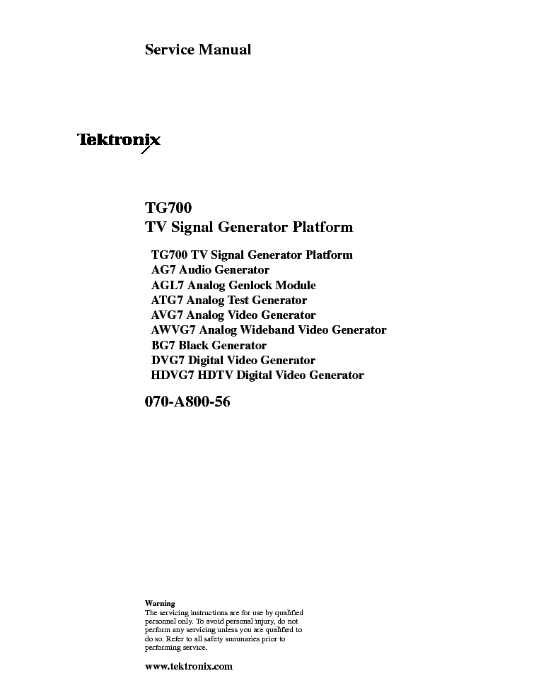 TEKTRONIX TG700 SM service manual (1st page)