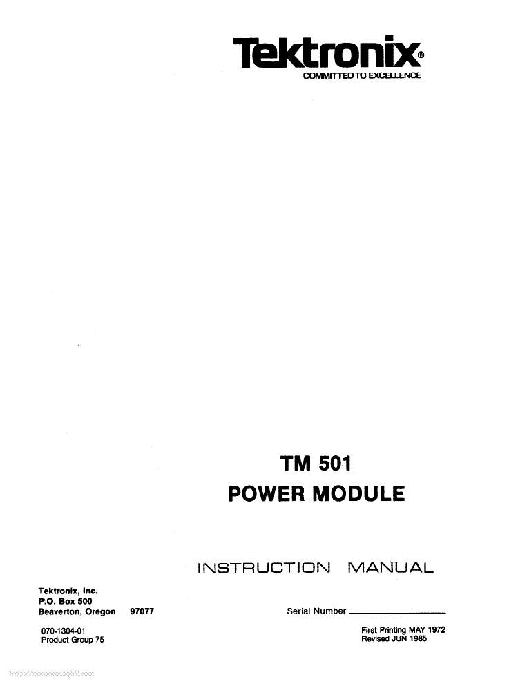 TEKTRONIX TM-501 POWER-MODULE INSTRUCTION SCH service manual (1st page)