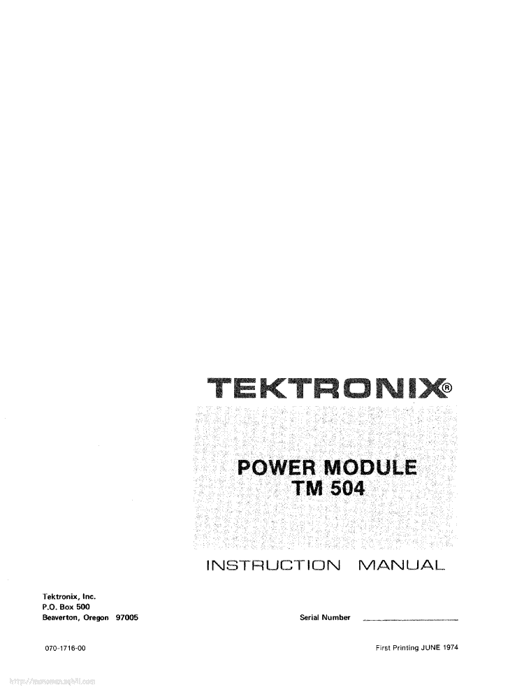 TEKTRONIX TM-504 POWER-MODULE INSTRUCTION SCH service manual (1st page)