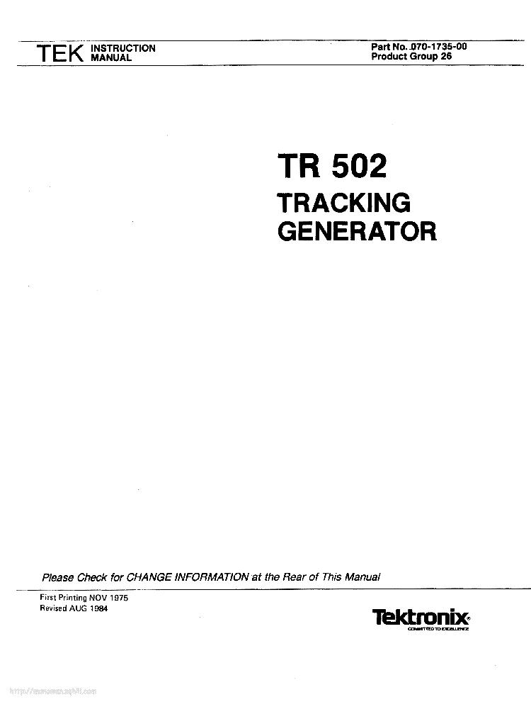 TEKTRONIX TR502 service manual (1st page)
