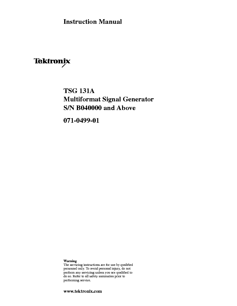 TEKTRONIX TSG131A service manual (1st page)