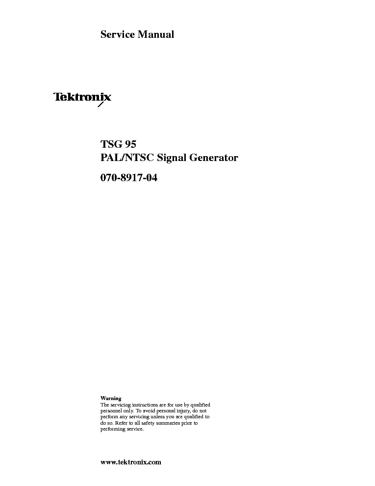 TEKTRONIX TSG95 SIGNAL-GENERATOR service manual (1st page)