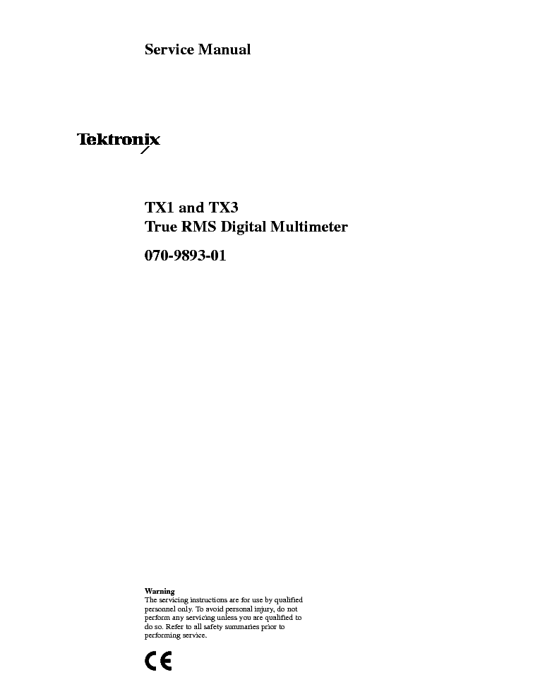 TEKTRONIX TX1 AND TX3 TRUE RMS DIGITAL MULTIMETER SM service manual (1st page)