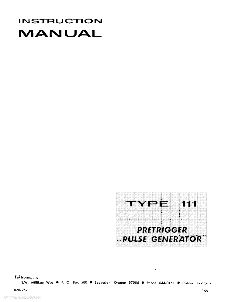TEKTRONIX TYPE-111 PULSE-GENERATOR INSTRUCTION SCH service manual (1st page)