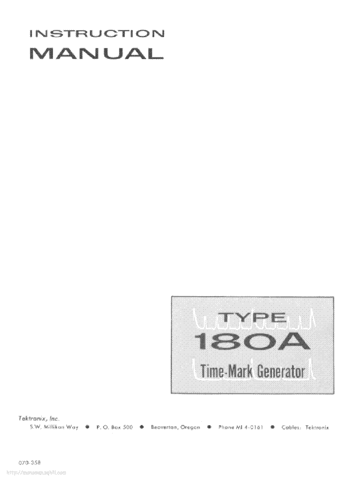 TEKTRONIX TYPE-180A TIME-MARK-GENERATOR INSTRUCTION SCH service manual (1st page)