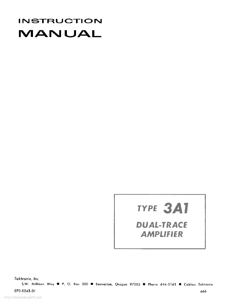 TEKTRONIX TYPE-3A1 DUAL-TRACE-AMP INSTRUCTION SCH service manual (1st page)