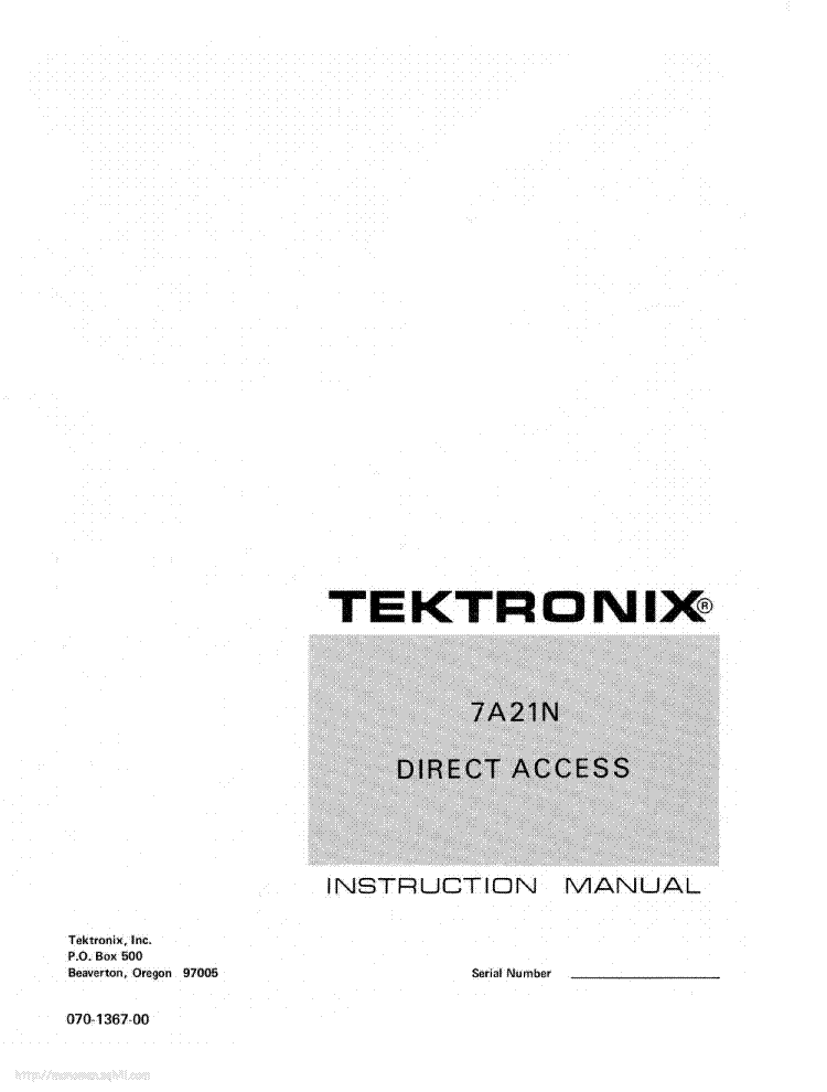 TEKTRONIX TYPE-7A21N DIRECT-ACCESS INSTRUCTION SCH service manual (1st page)