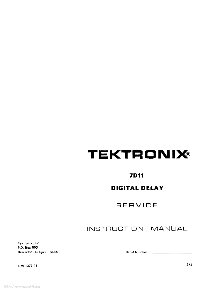 TEKTRONIX TYPE-7D11 DIGITAL-DELAY INSTRUCTION SCH service manual (1st page)