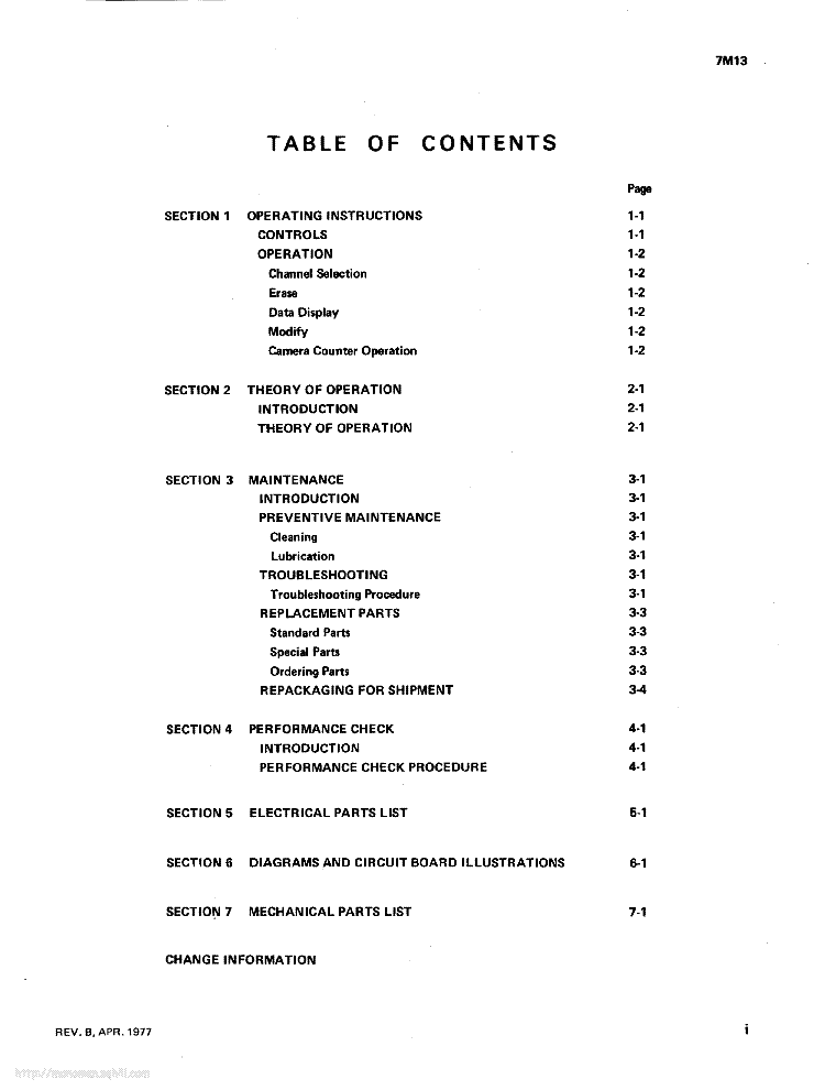 TEKTRONIX TYPE-7M13 READOUT-UNIT INSTRUCTION SCH service manual (2nd page)