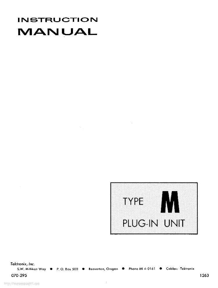 TEKTRONIX TYPE-M PLUG-IN INSTRUCTION SCH service manual (1st page)