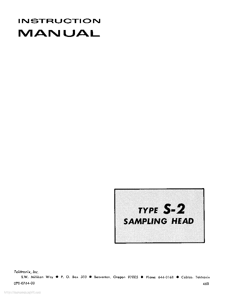 TEKTRONIX TYPE-S-2 SAMPLING-HEAD INSTRUCTION SCH service manual (1st page)